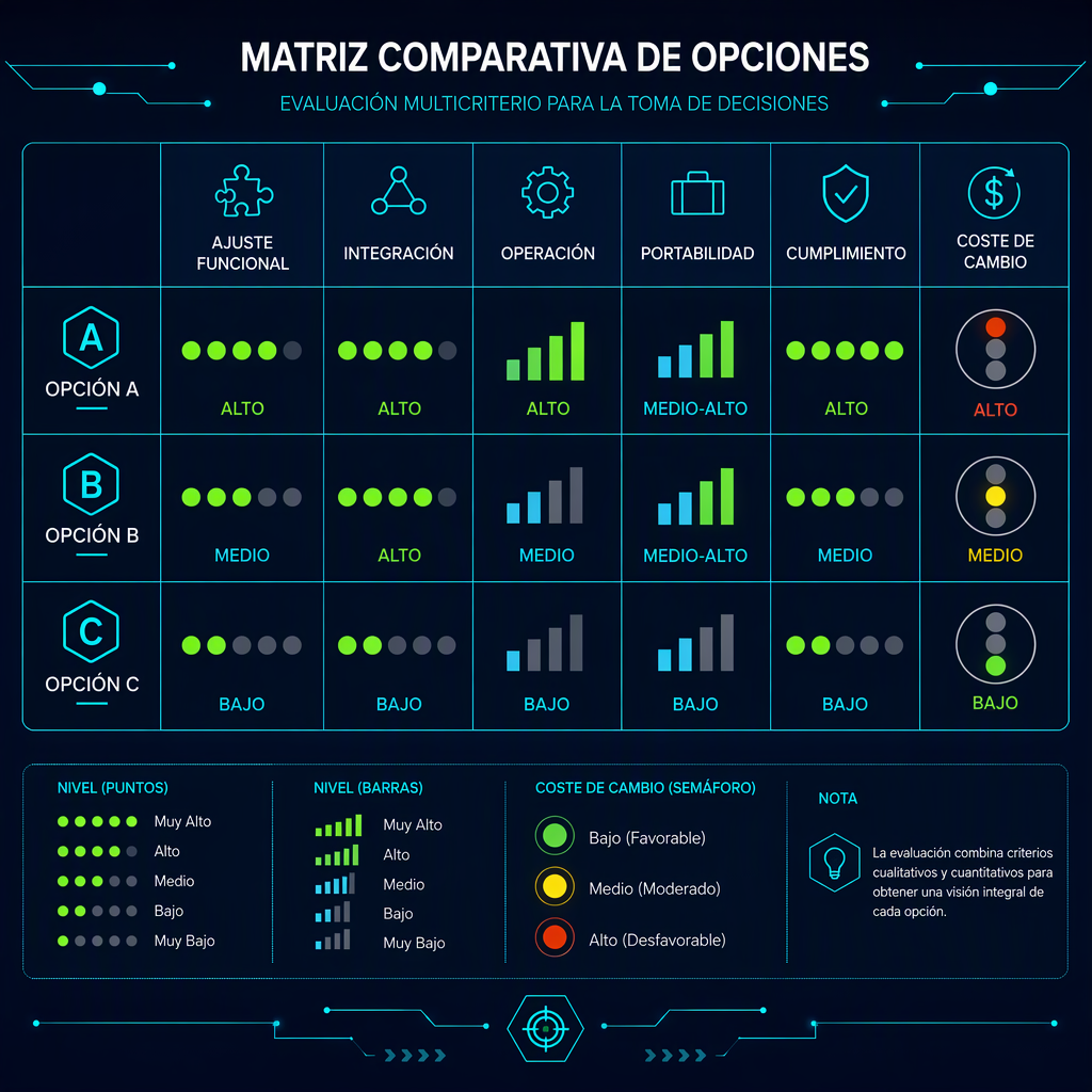 Matriz para comparar alternativas de migración
