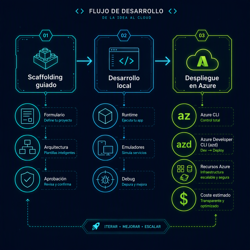 Diagrama de las tres fases de Guided Copilot para Azure